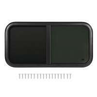 900x500mmm Sliding Rounded Window Black Aluminum Alloy Frame UV Resistant with Removable Insect Screen for Caravans Trailers RV