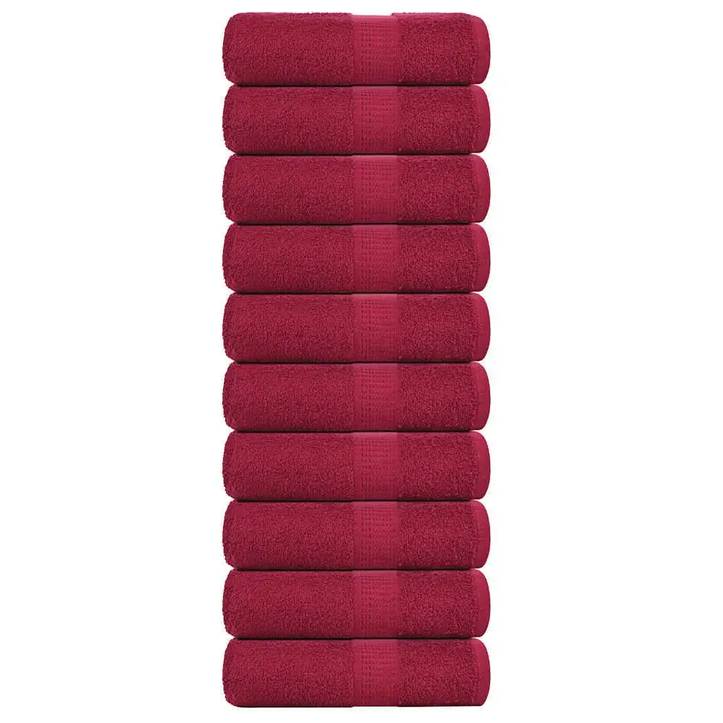 10 Pack Bordeaux Guest Towels 30x50 cm, Ultra Soft 360 GSM, 100% Cotton Luxury Towels