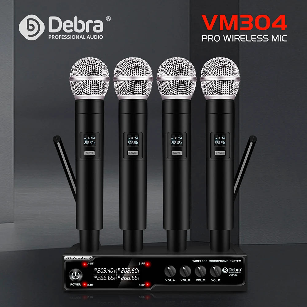 Debra VM304 نظام ميكروفون لاسلكي مجموعة ميكروفون محمول كتل الضوضاء بشكل فعال لكاريوكي الأسرة خطابات الزفاف