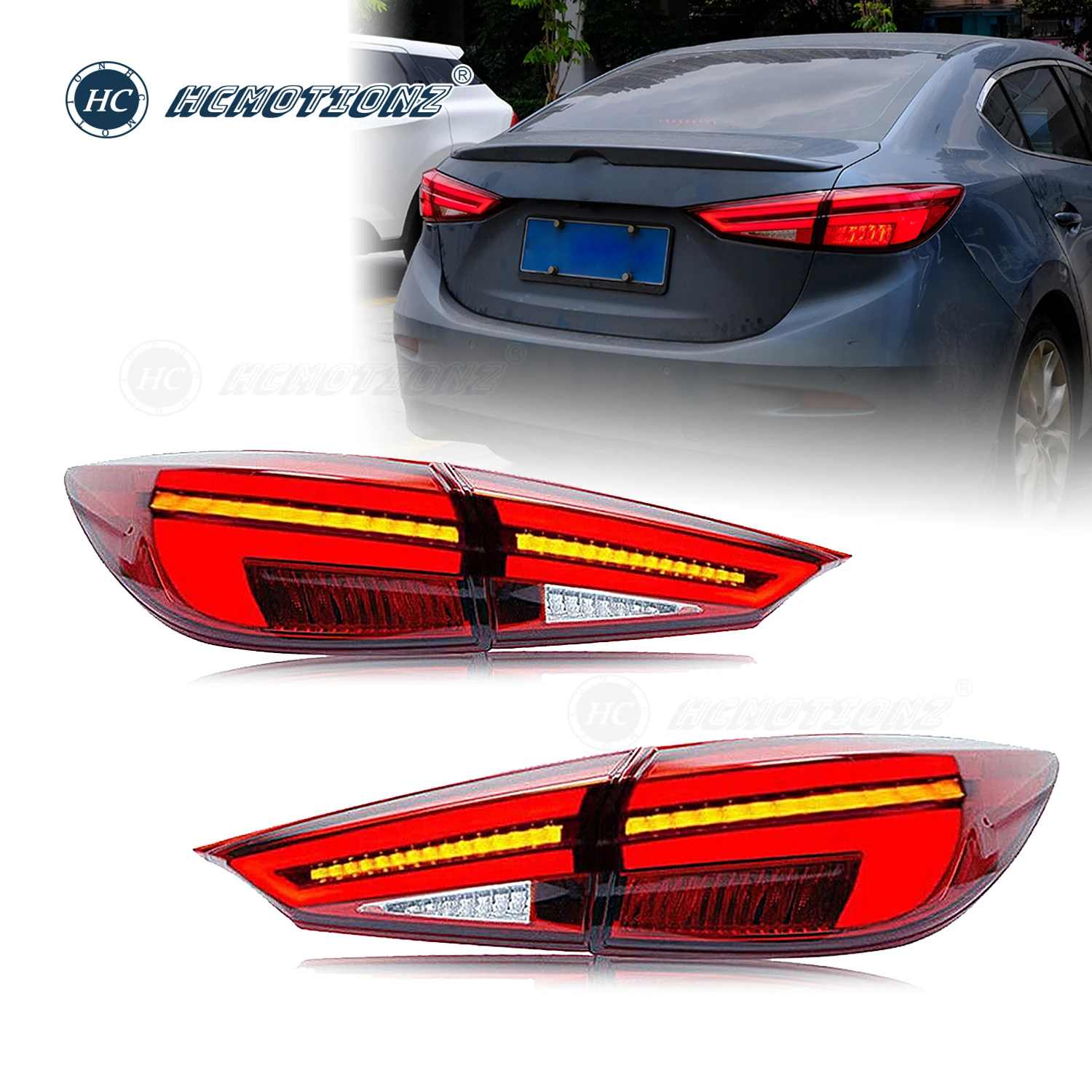 

HCMOTIONZ LED Tail Lights for Mazda 3 Axela 2014-2018 Sequential Signal Rear Lamps Assembly U.S. Shipment