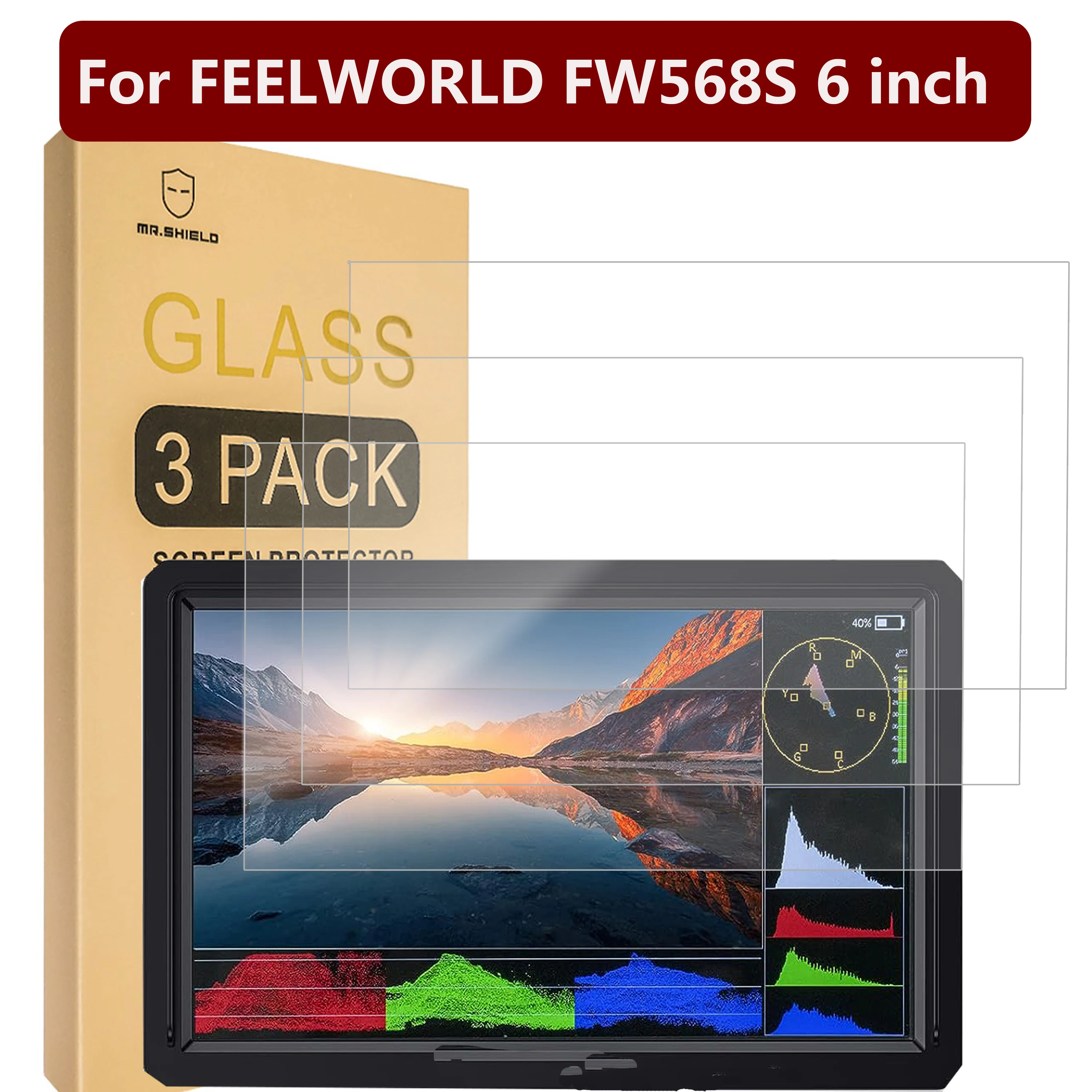 Mr.Shield [3-Pack] Screen Protector For FEELWORLD FW568S 6 inch [Tempered Glass] [Japan Glass with 9H Hardness] Screen Protector