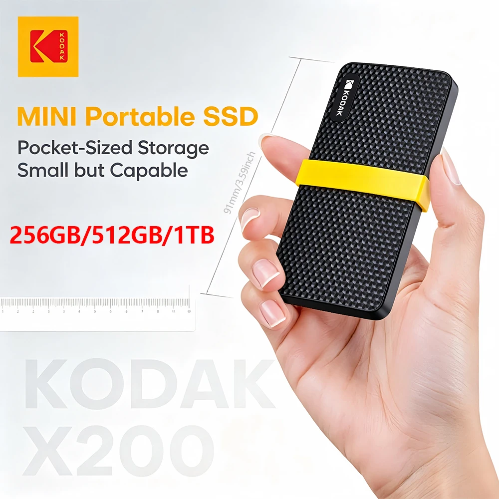KODAK X200 Portable SSD 1T 512G 256G USB 3.1 Type-C External Hard Drive 450MB/s Mini Solid State Disk for Laptop MacBook PS4 PC
