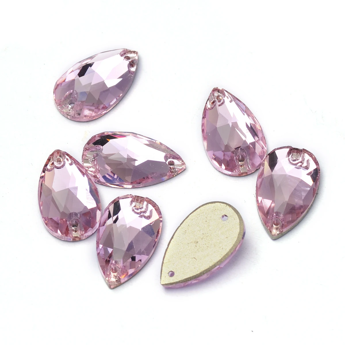 Light Rose K9 Glass Sew on Strass Rhinestones DIY Sewn Glass Flatback Crystals For Garment Handiwork Sewing Wedding Dress