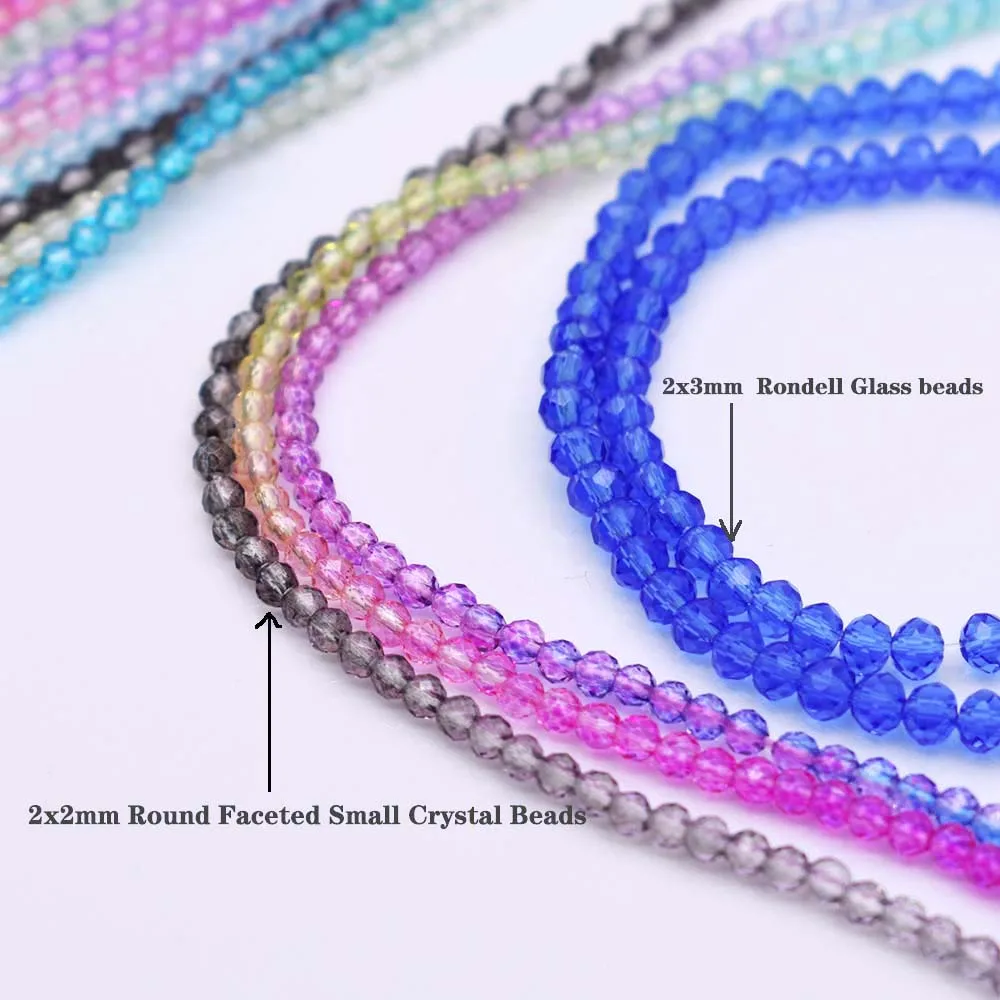2x2mm 170pcs Gradient Color Crystal Glass Beads Small Seed Round Faceted Loose Spacer Beads For Jewelry Making DIY Necklace