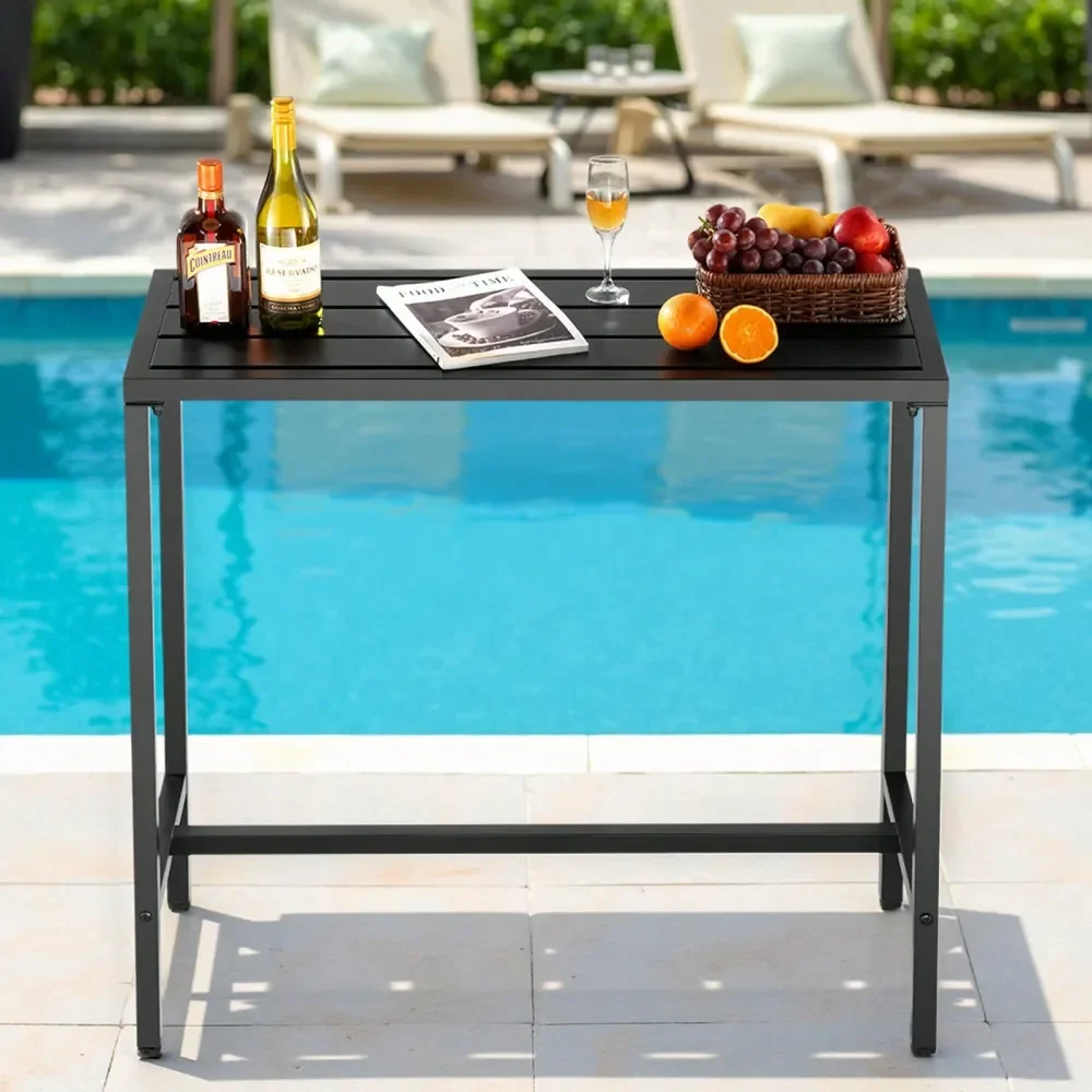 

Bar Table, 39.4 X 15 In Patio Bar Table, Waterproof Top Sturdy Metal Frame, Rectangle Counter Height Dining Tables, Outdoor Fur