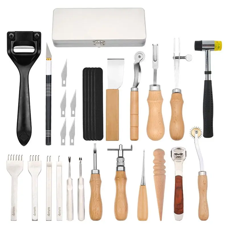 

ABJI-Leather DIY Handmade Leather Cutting Set Leather Basic Tools Punch And Cut Leather Combination