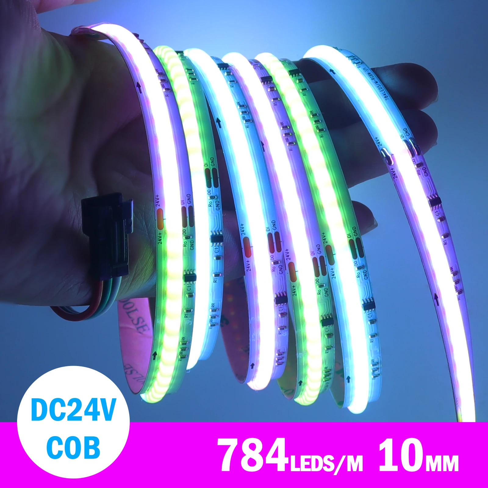 WS2811 RGBW/RGBWW COB LED Strip Lights 784Leds/M WS2811 IC Full Dream Color Tape Addressable Smart COB Light RA90 DC24V