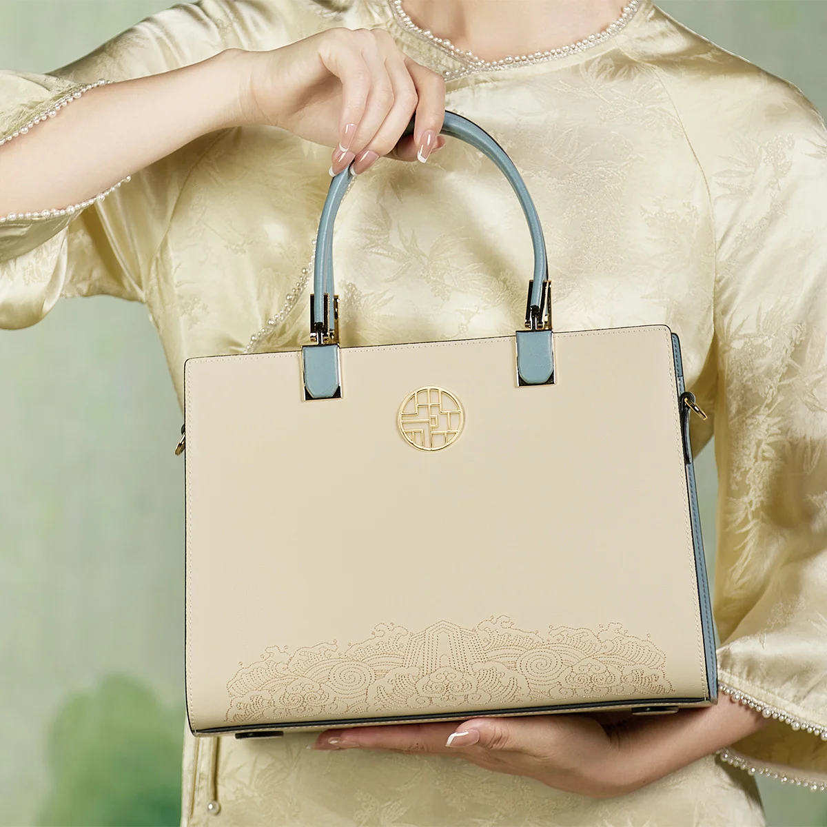 Borsa a mano in pelle di mucca da donna in stile cinese limitato borsa a tracolla singola originale manico superiore borse in stile semplice