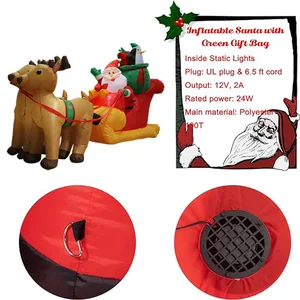 لعبة نفخ زينة عيد الميلاد ، سانتا إلك زلاجة ، ضوء راحة LED ، حفلة عيد الميلاد ، داخلي ، خارجي ، دعامة فناء ، 2.2 م ، 7 أقدام أعلى 12 مبيعات نفخ حزب القضيب - No7