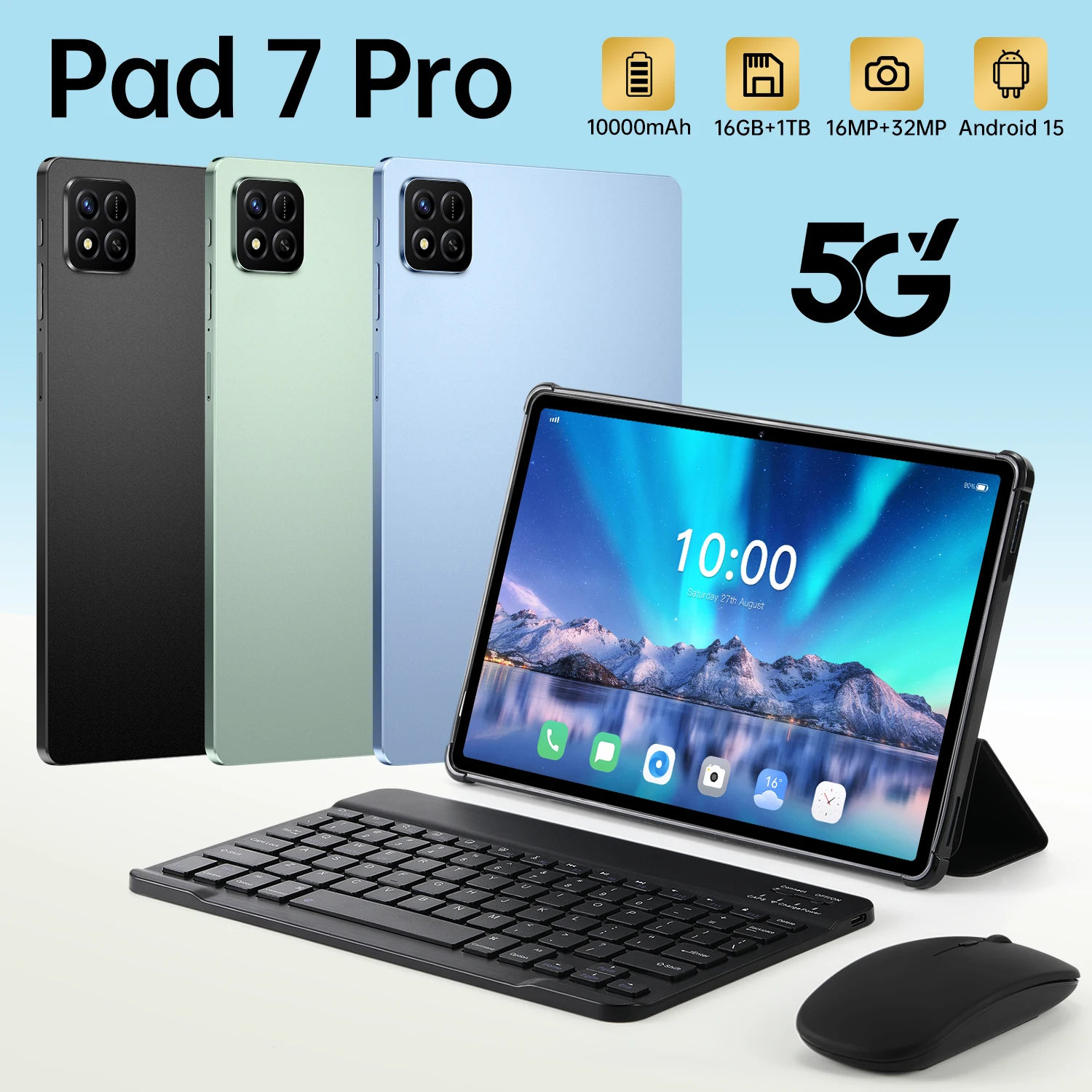 

Новинка 2025 года, планшет Pad 7 Pro, оригинальный Snapdragon, 10,1-дюймовый HD-экран, глобальный, 10000 мАч, 5G, двухкартный Wi-Fi-планшет