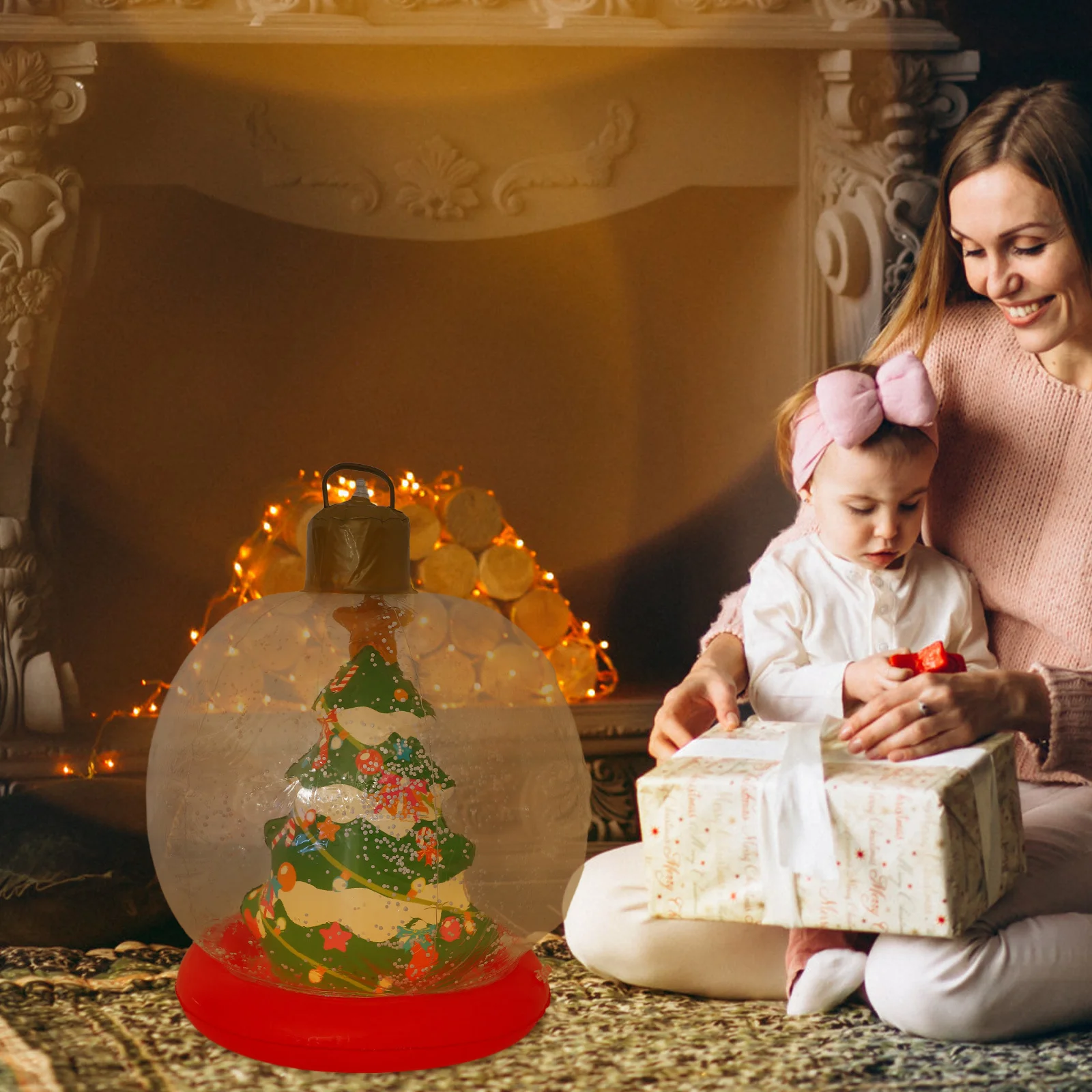 

Light Up Inflatable Christmas Ball Giant 23.6 Inch Stable Base Outdoor Blow Up Bauble Garden Holiday Decoration LED Xmas