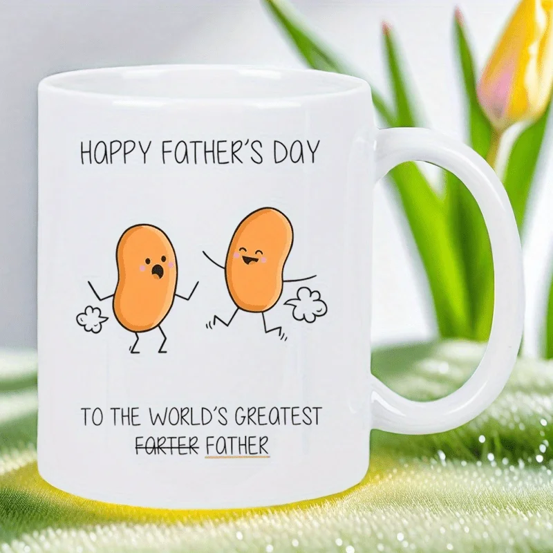 

Happy Father's Day Cute Potato Dad Mug - White Coffee Cup with "World's Greatest Forter Father" Quote, Hand Wash Only, Reusable