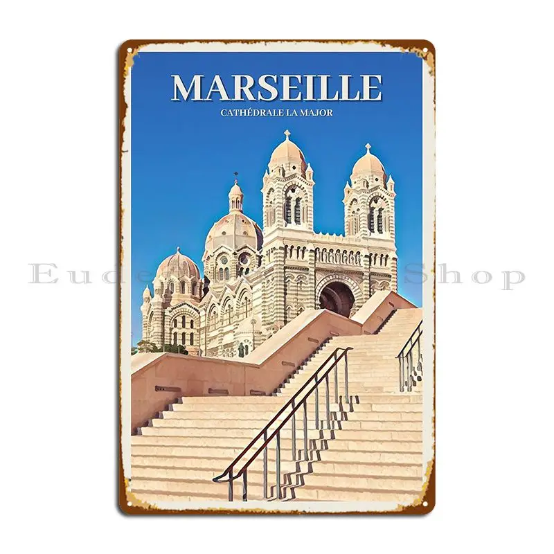 Посетите Марсель, металлическая табличка, забавная клубная настенная пещера, изготовленный на заказ клубный жестяной знак, плакат