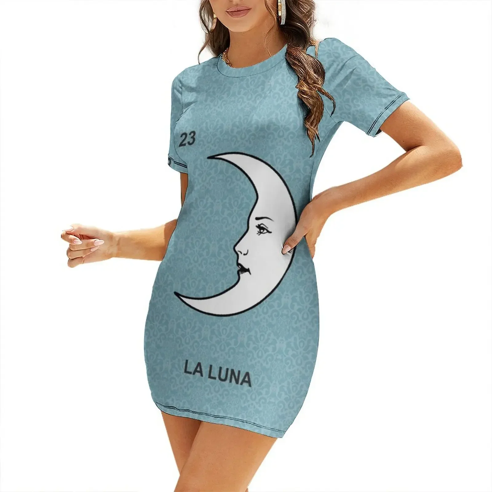 La Luna Lotería Short-Sleeved Dress sensual sexy dress for women summer dresses women 2026 dress party night