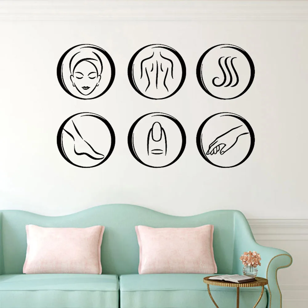 Beauty Spa Salon Massage Wall Sticker Relax Body Wall Decal Art Murals Room Interior Vinyl Decoration Waterproof Wallpaper