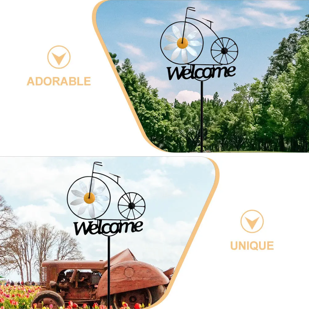 

Металлическая садовая фигура в виде велосипеда, декоративное украшение из кованого железа для газона, двора, патио, наружного декора, садовая табличка, велосипедный садовый декор для газона