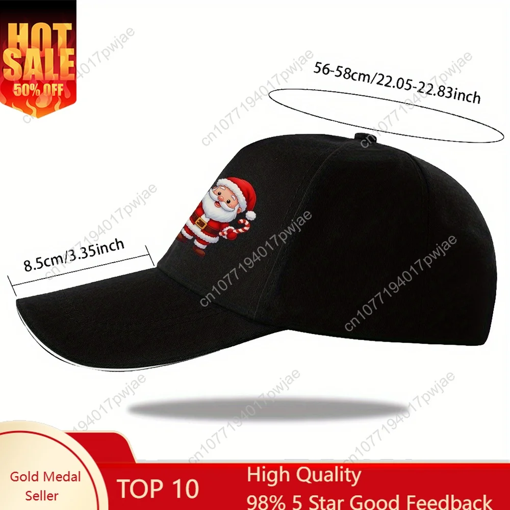 

1pc Santa Claus & Red-Nosed Reindeer Baseball Cap - Adjustable, Lightweight Polyester, Sporty Design with "Merry Christmas" Text