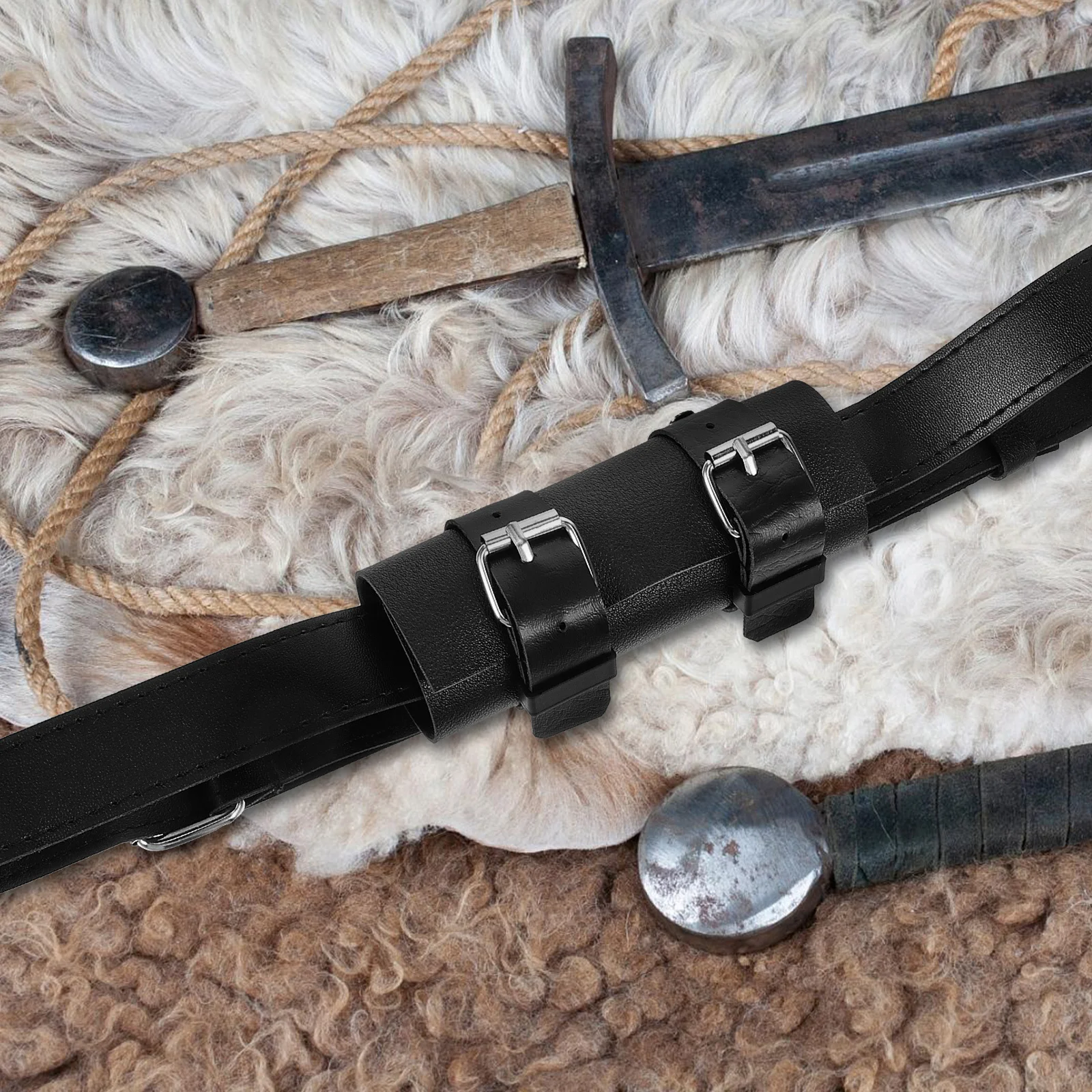 

Stylish PU Sword Belt Holder Wear-Resistant Easy Install Adjustable for Different Body Types Sword Frog