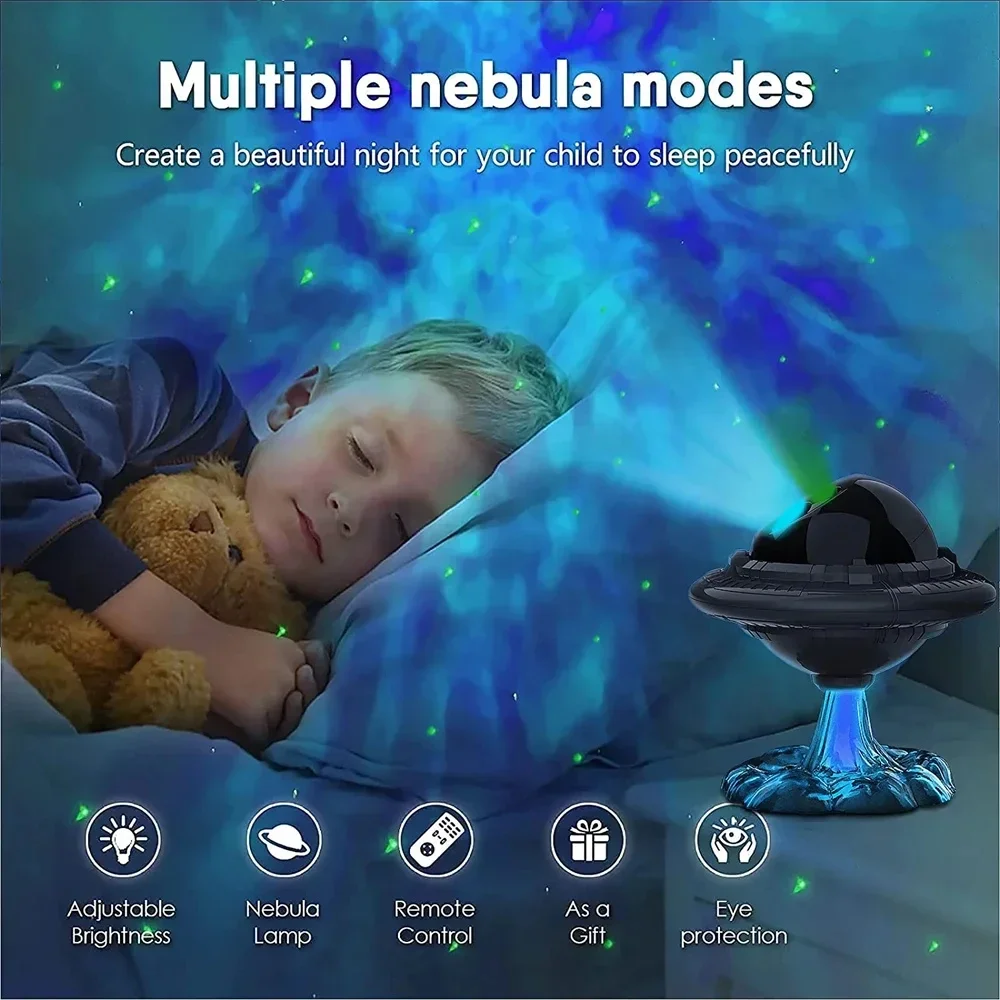 UFO Galaxy Projector, Star Projector Night Light with Remote Control, Adjustable Angle for Bedroom, Kids Room Decor