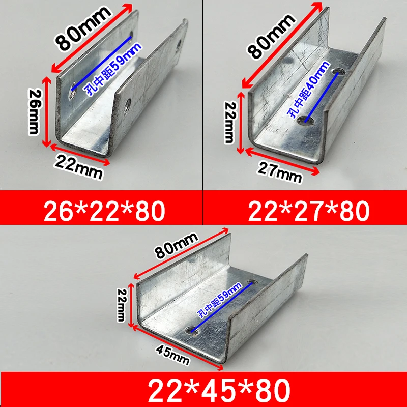 4 Stuks U-Vormige Groef Hoekcode Gegalvaniseerd Niet-Lassen Vaste Vierkante Buis Connector Accessoires Gesp C-Vormig Klem Gat