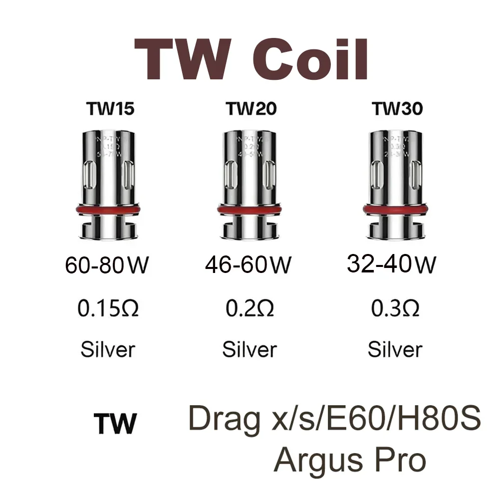 DIY 5PCS TW Coil TW15 TW20 TW30 0.15ohm Mesh Coils for PNP Coil Argus Pro Drag E60 H80S Drag S Pods Kit