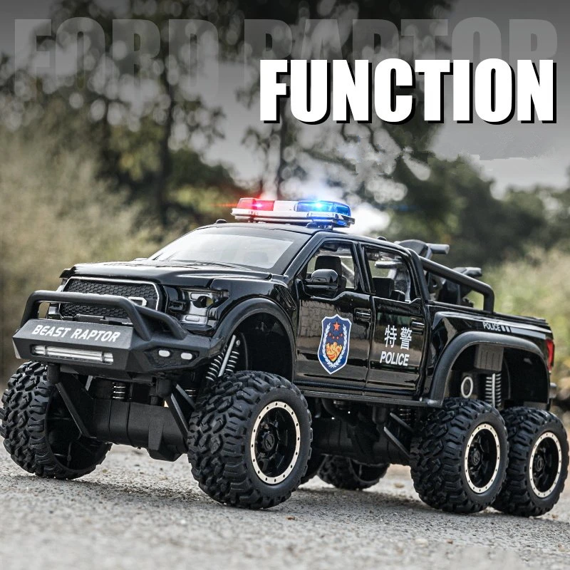 

1/28 Ford Raptor F150 Alloy Car Modified Off-Road Vehicles Model Diecast Metal Toy Police Vehicle Car Model Collection Kids Gift