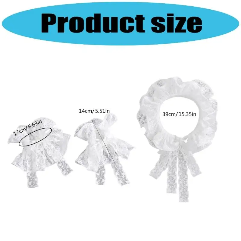 652F مجموعة أنيقة من الدانتيل بأكمام للذراع وياقة قابلة للفصل إكسسوارات أزياء نسائية