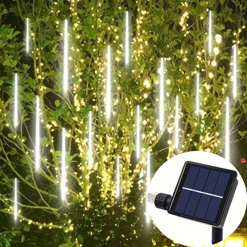 

192/288LED Holiday Fairy Garland String Light Outdoor Garden Solar Meteor Shower Light Street Wedding Party Christmas Decoration