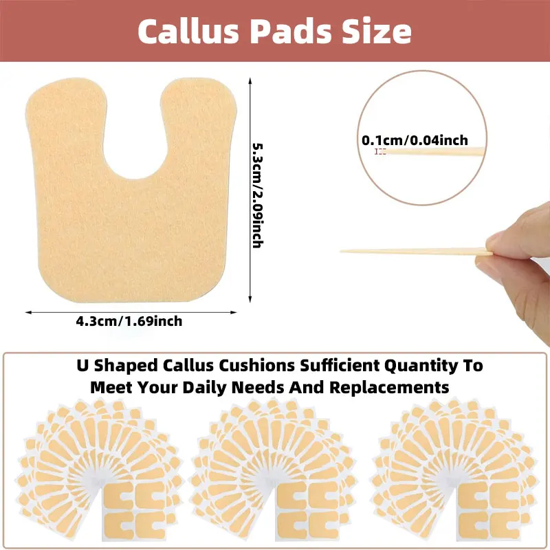 4-40PCS U Shaped Felt Callus Cushions Pads Metatarsal Corn Pads for Rubbing on Shoes Reduce Foot and Heel Pain for Women Men