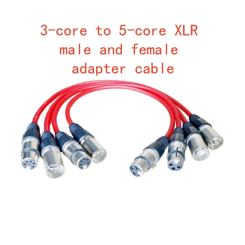 1 Piece of 3-Core to 5-Core Xlr Shielded Audio Cable, with Male-To-Female, Male-To-Male, and Female-To-Female Connectors, 4 Types of Adapter Cables to Choose From, Red Shielded Audio Cable Design, Shielded Cable for Stage Lighting and Audio.