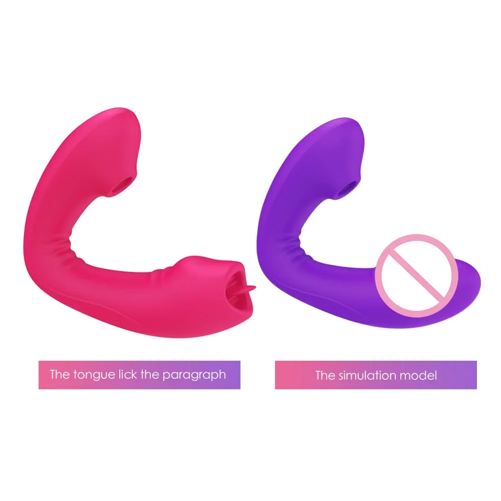 Double Head Tongue Licking Vibrator G-Spot Nipple Sucking Clit Stimulation Adult Toys Vibrating Silicone Sex Toys for Women