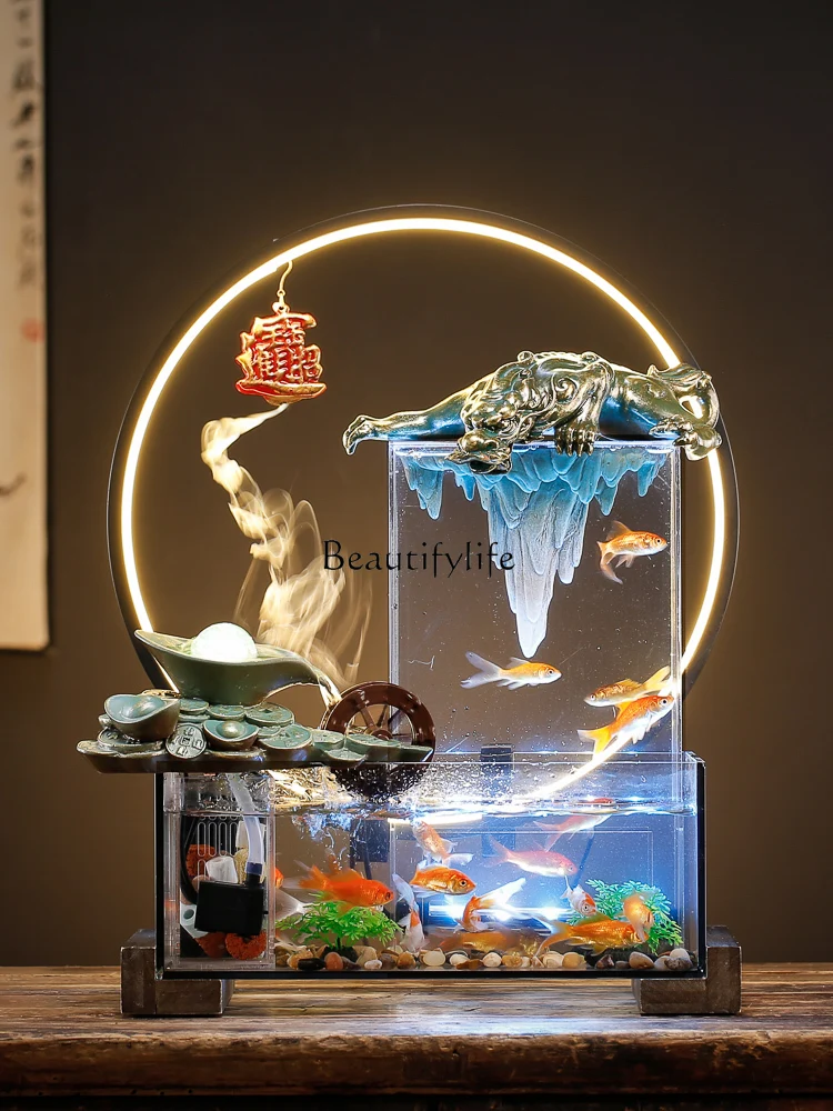 Circulating Water Glass Fish Tank Home Living Room TV Cabinet Decoration Pi Xiu Decoration