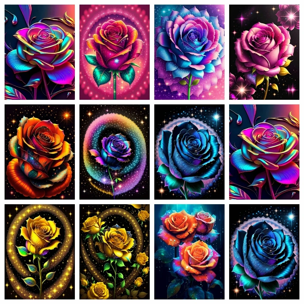 AZQSD 5D алмазная живопись в современном стиле с цветочным принтом розы и гербом, дизайн, набор для вышивки крестом