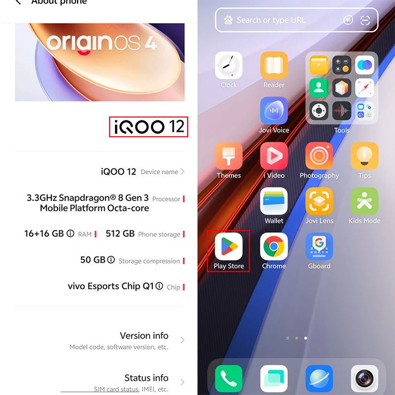 Original ViVO iQOO 12 Smartphone Snapdragon 8 Gen 3 OTA Update 50MP Rear Camera 6.78\'\' AMOLED 5000mAh 120W SuperVOOC Android 14