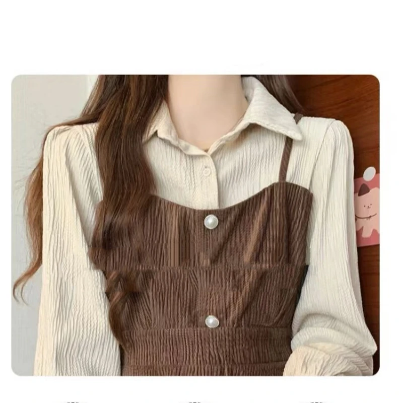 

Temperament Patchwork Fake Two Pieces Tops Women Clothing New Spring Autumn Long Sleeve Contrast Korean T Shirts Fashion Casual