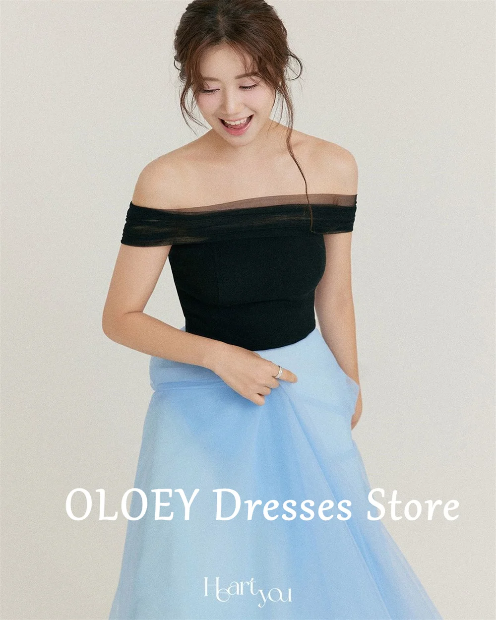 OLOEY Contrast Color Korea Wedding Reception Dresses A-line Floor-Length Evening Dresses Custom Made Elegant Photo Shoot Dresses