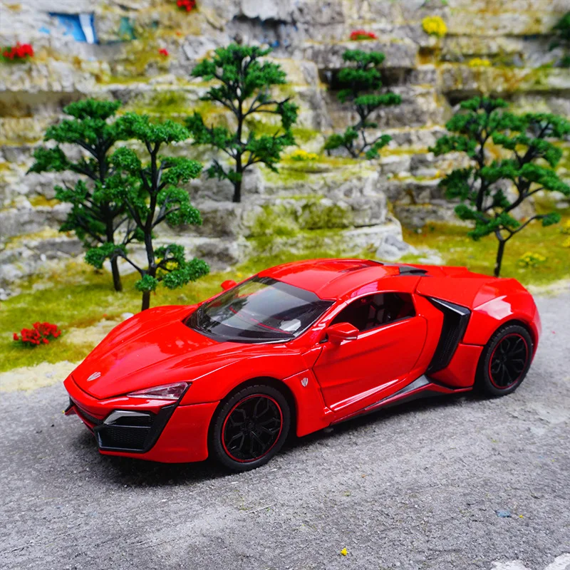 Realistic 1:24 Lykan HyperSport Diecast Sports Vehicle Cars Models Delicate Interior Details Toy Cars for Adults