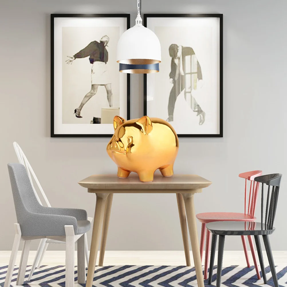 

Medium Ceramic Piggy Bank Cute Pig Design Coin Saving Pot Desktop Money Saving Box for Home Decoration Gift Piggy Bank