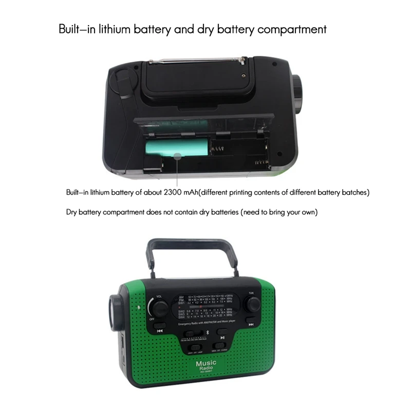 Lanterna Solar Multifuncional LED, rádio com manivela, emergência