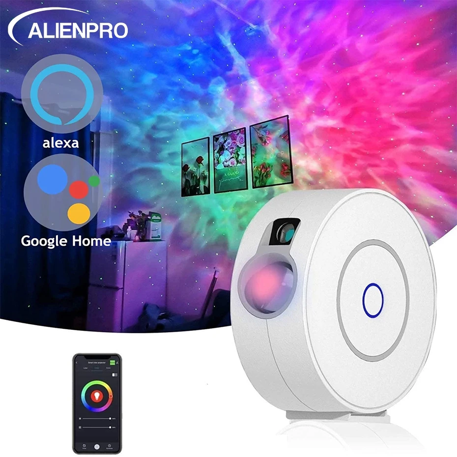 

ALIEN Smart Sky Projector Starry Star Night Light Galaxy Laser for Kid Room Christmas Party Holiday Work with Alexa Google Home