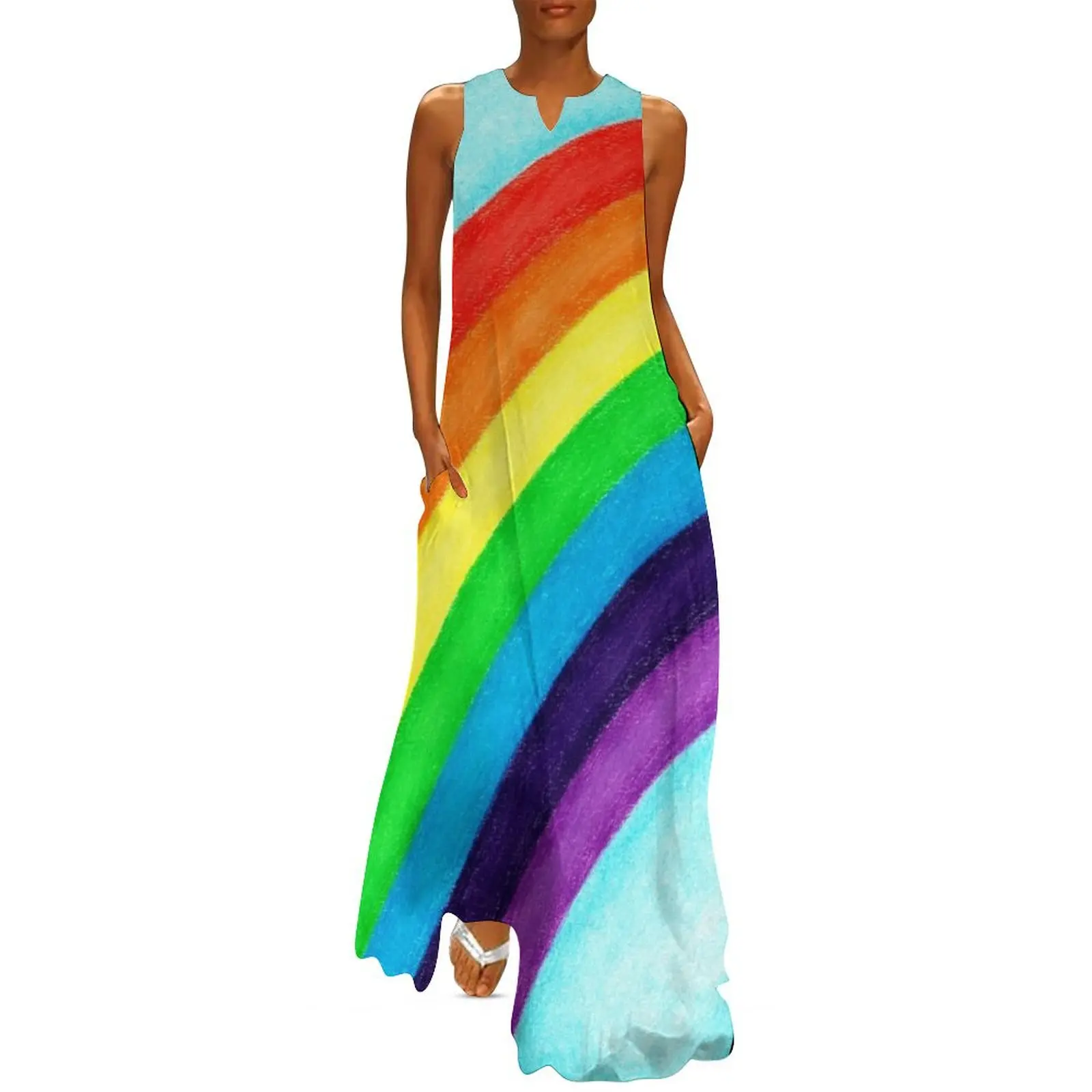 

rainbow! Long Dress luxury woman evening dress women's summer jumpsuit prom clothes womens clothing Dress