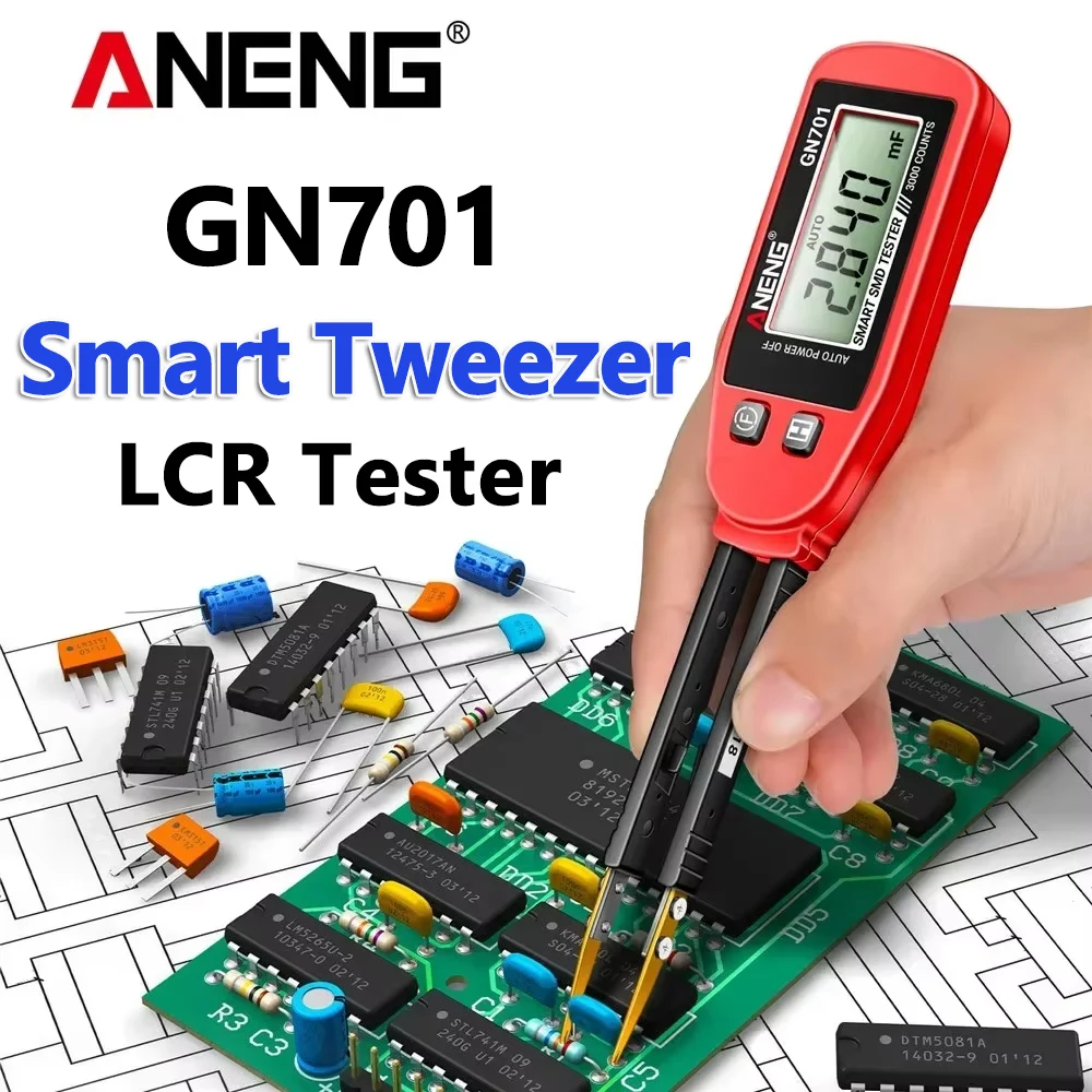 

Цифровой LCR-метр ANENG GN701, 3000 измерений, тестер сопротивления и емкости, диодный тестер с зуммером, тестер целостности цепи, инструмент для электрика