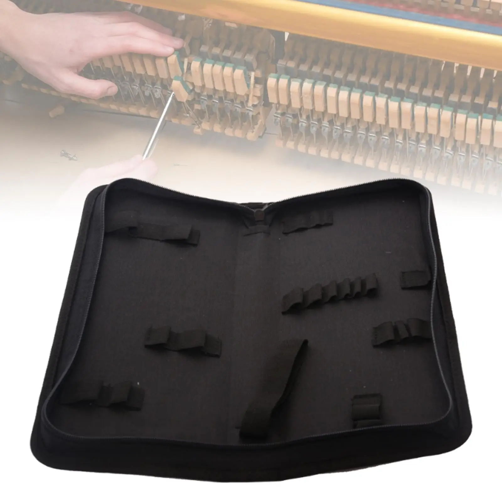 

Сумка для инструментов для настройки пианино, компактный холщовый чехол для хранения, удобный органайзер для аксессуаров для пианино