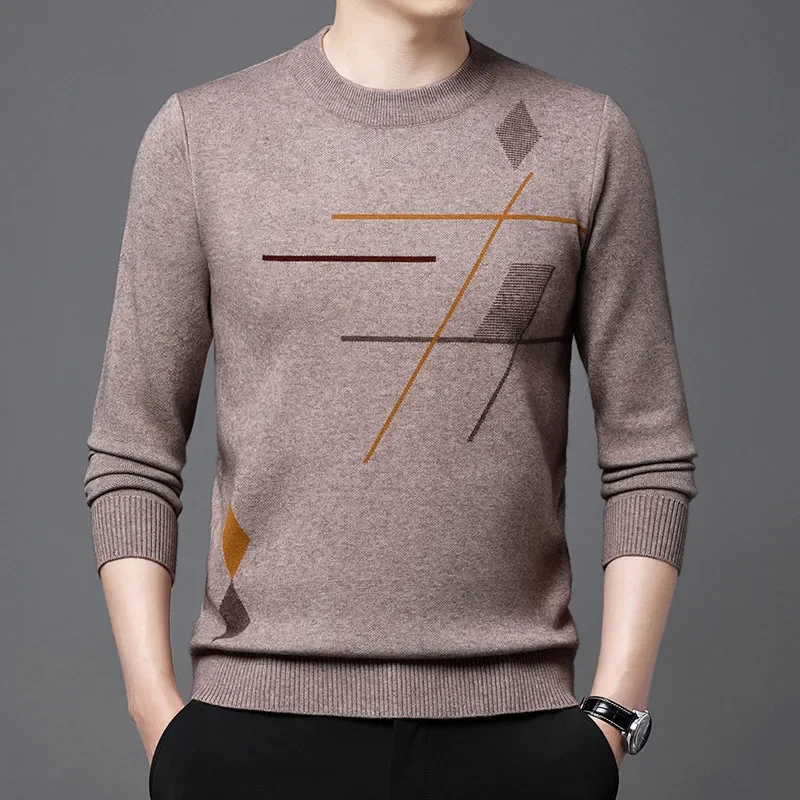 Men's Cardigan Thickened Round Neck Jacquard Men's Sweater Korean Version Slim Men's Cashmere Sweater 2023 New