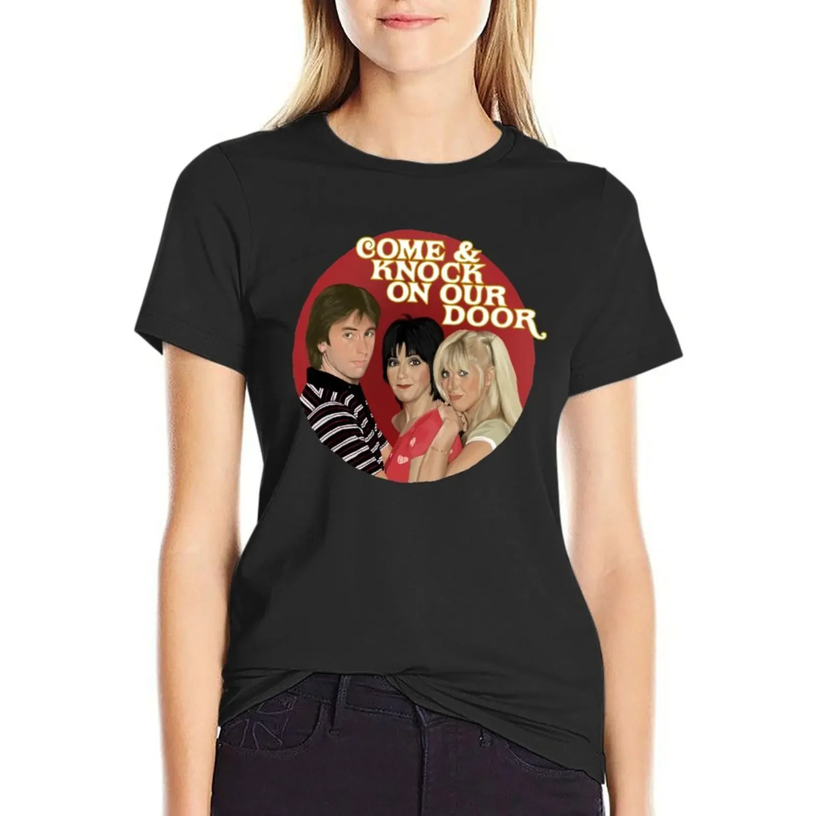 

Jack, Janet, & Chrissy T-Shirt tops blanks anime cat shirts for Women