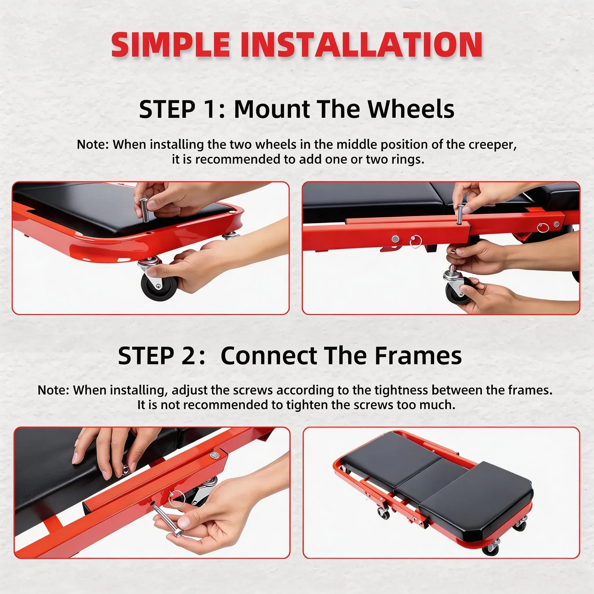Mechanic Creeper Seat with 6 S - Garage Creeper Roller recension och pris