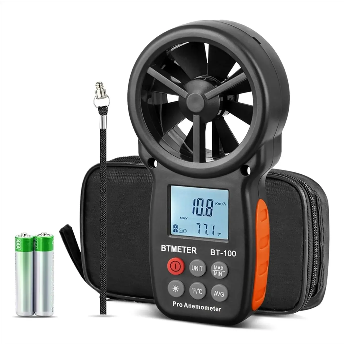 DT38 BTMETER BT-100 Handheld Anemometer, Digital Wind Speed CFM Meter Gauge Air Flow Velocity Tester for HVAC Shooting Drone