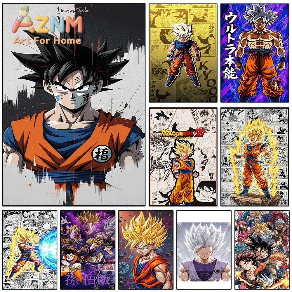 Dragon Ball Z Goku Base Form Super Saiyan Ultra Instinct Beast Gohan Manga Anime Canvas Wall Art Unframed Single Canvas Print