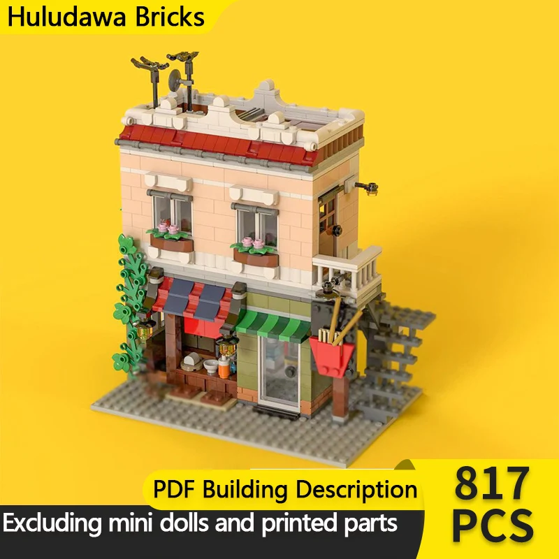 

City Street View Model MOC Building Bricks Downtown Noodle Shop Modular Technology Children Holiday Gifts Assemble Toys Suit