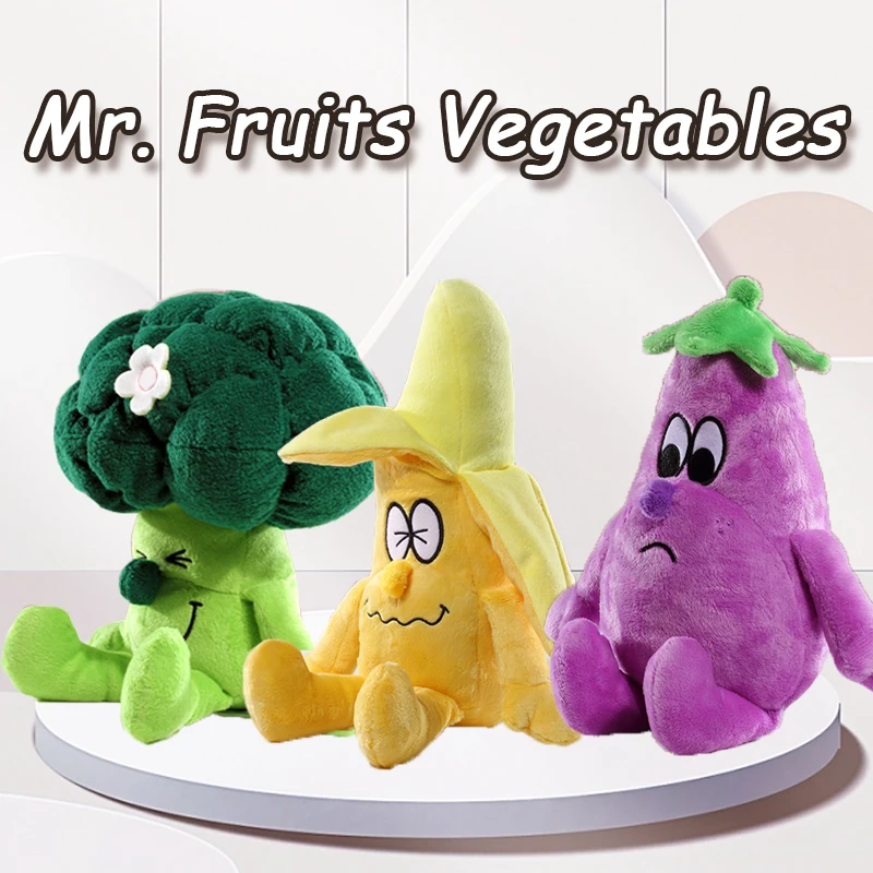 Original 12.6 Inch Anime Mr. Fruits Vegetables Plush Toys Cute Brcoccoli Banana Eggplant Stuffed Doll Toy for Kids Gift